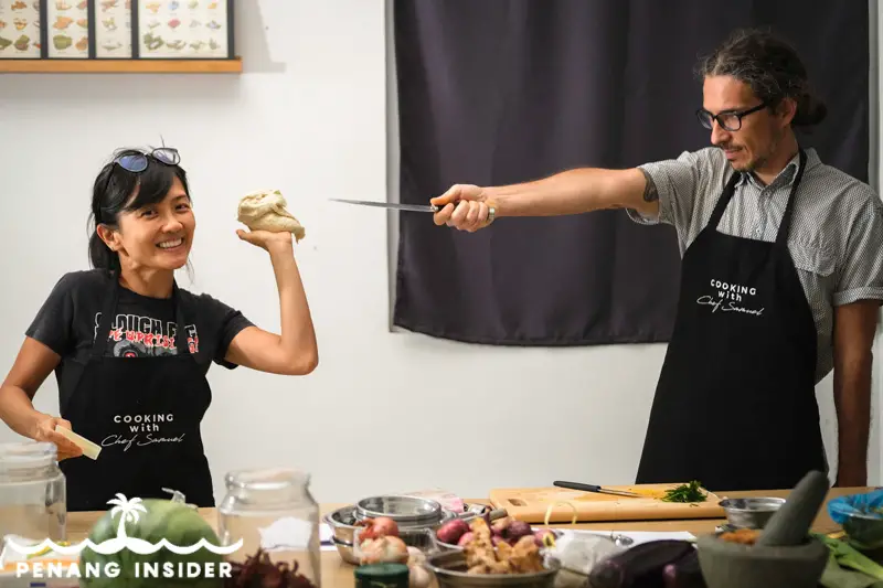 Penang cooking class Chef Samuel Marco Ferrarese and Kit Chan
